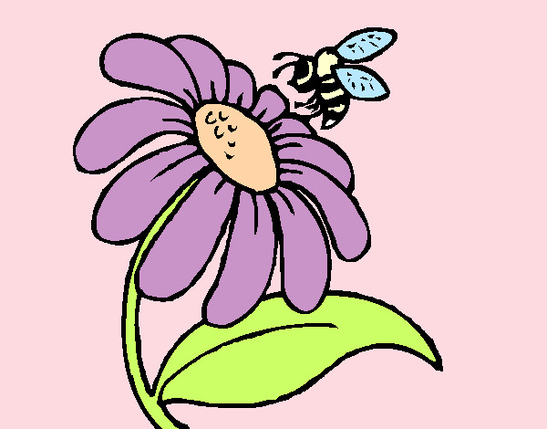Dibujo Margarita con abeja pintado por yacita