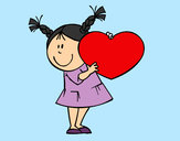 Dibujo Niña con corazón pintado por DIANIIZ