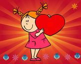 Dibujo Niña con corazón pintado por lucikilla