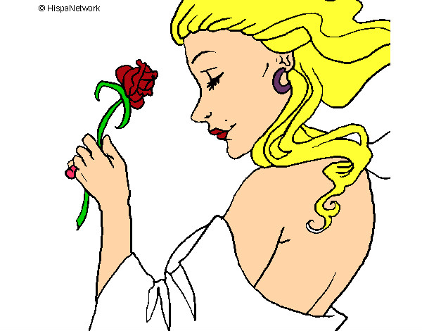 Dibujo Princesa con una rosa pintado por emili123