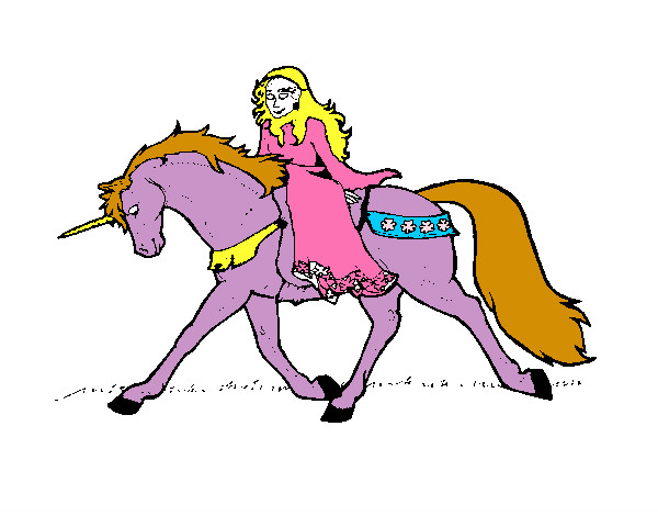 Dibujo Princesa en unicornio pintado por paolalizet