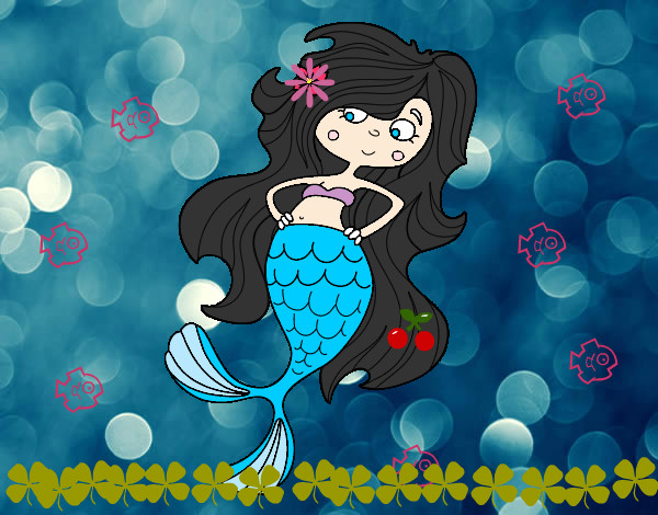 Dibujo Sirena con los brazos en la cardera pintado por AnimexD