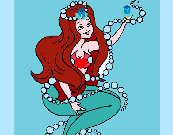 Dibujo Sirena entre burbujas pintado por stipp
