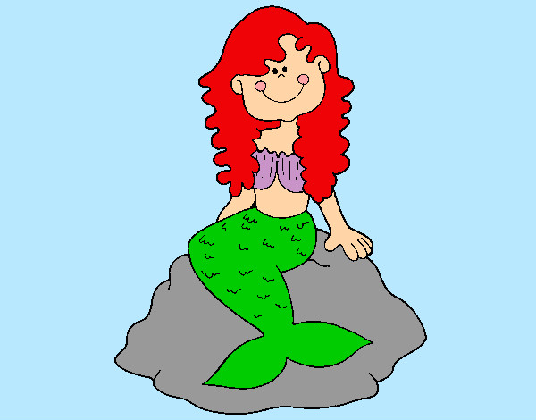 Dibujo Sirena sentada en una roca pintado por Mayraa