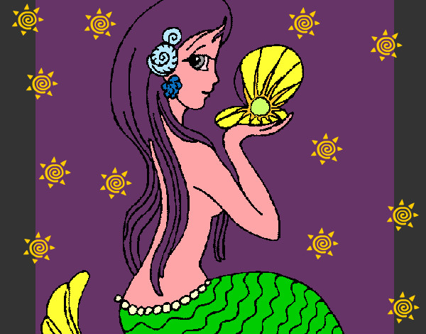 Dibujo Sirena y perla pintado por daniri