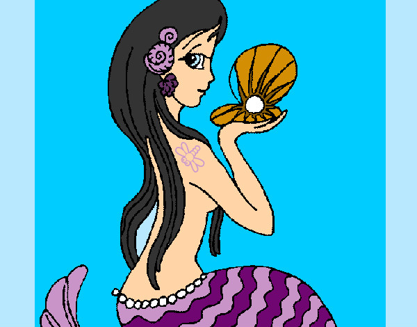 Dibujo Sirena y perla pintado por milylu