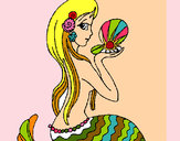 Dibujo Sirena y perla pintado por solsticio