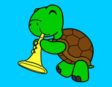 Dibujo Tortuga con trompeta pintado por irene23
