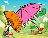 Dibujo Abanico y paraguas pintado por acitlalli