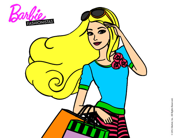 Dibujo Barbie con bolsas pintado por mimota