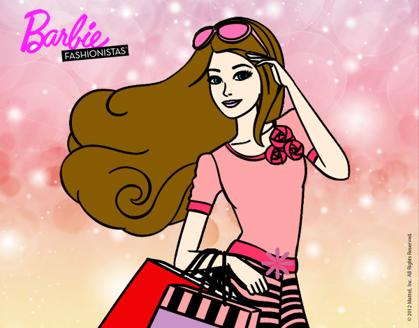 Dibujo Barbie con bolsas pintado por vlentinita