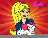 Dibujo Barbie con su linda gatita pintado por martapmcm