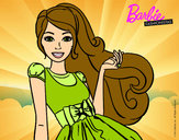 Dibujo Barbie con su vestido con lazo pintado por aerenlove
