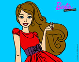 Dibujo Barbie con su vestido con lazo pintado por analuci