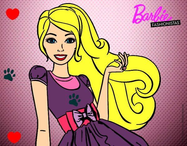 Dibujo Barbie con su vestido con lazo pintado por karla12