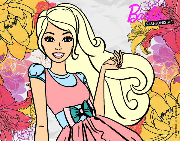 Dibujo Barbie con su vestido con lazo pintado por Zorua