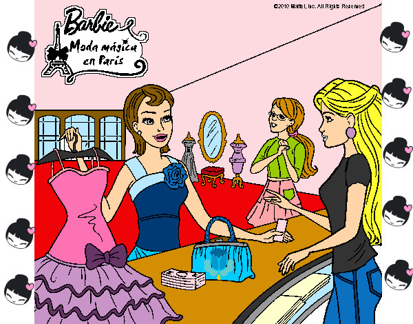 Dibujo Barbie en una tienda de ropa pintado por lara2002