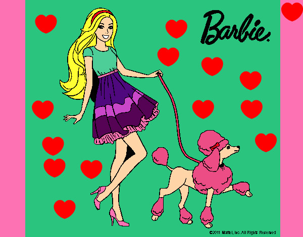 Dibujo Barbie paseando a su mascota pintado por aldanuchi