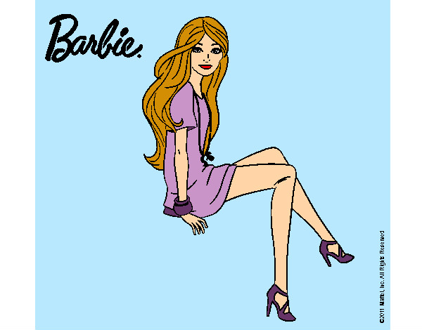 Dibujo Barbie sentada pintado por miky123