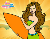 Dibujo Barbie va a surfear pintado por aerenlove