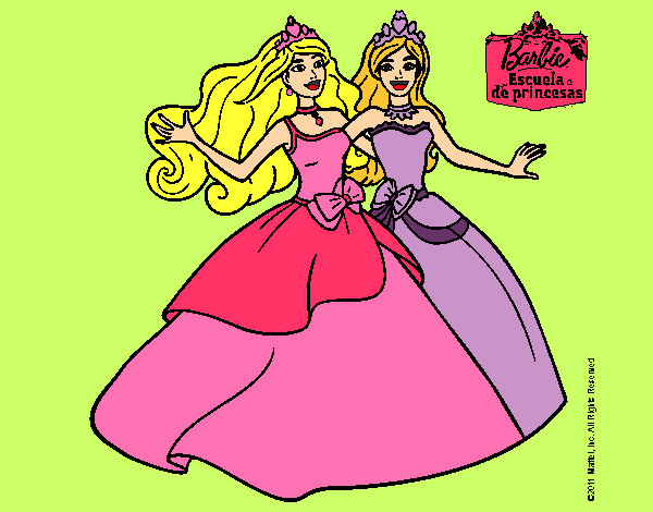 Dibujo Barbie y su amiga súper felices pintado por Martina100