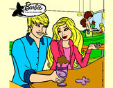 Dibujo Barbie y su amigo en la heladería pintado por Martina100
