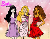 Dibujo Barbie y sus amigas vestidas de fiesta pintado por Eevee007
