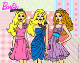 Dibujo Barbie y sus amigas vestidas de fiesta pintado por martapmcm