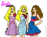 Dibujo Barbie y sus amigas vestidas de fiesta pintado por mimota