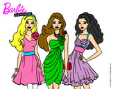 Dibujo Barbie y sus amigas vestidas de fiesta pintado por sebaselgua