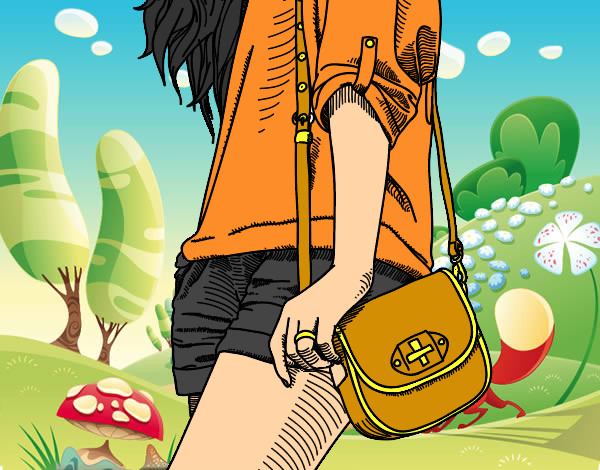 Dibujo Chica con bolso pintado por Cata_Swag