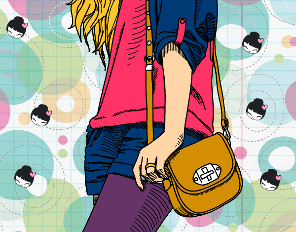 Dibujo Chica con bolso pintado por JoOceLoOve