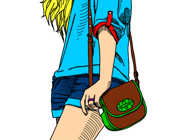 Dibujo Chica con bolso pintado por pixela1902