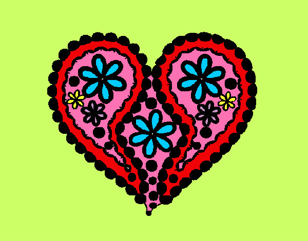 Dibujo Corazón de flores pintado por vickylindy