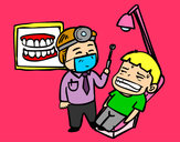 Dibujo Dentista con paciente pintado por jovanaa