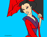 Dibujo Geisha con paraguas pintado por analuci