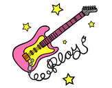 Dibujo Guitarra y estrellas pintado por fuega