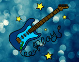 Dibujo Guitarra y estrellas pintado por golpe