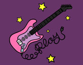 Dibujo Guitarra y estrellas pintado por hitary