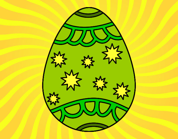 Dibujo Huevo con estrellas pintado por ILISOL