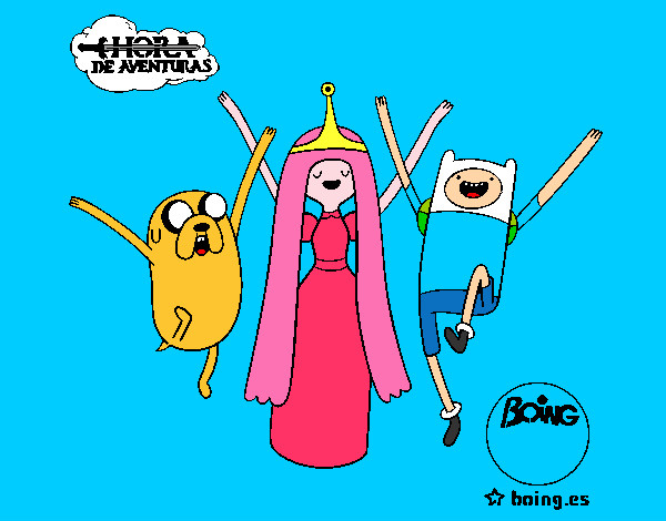 Dibujo Jake, Princesa Chicle y Finn pintado por analuci