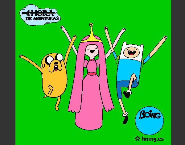 Dibujo Jake, Princesa Chicle y Finn pintado por rafita854