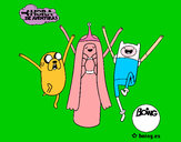 Dibujo Jake, Princesa Chicle y Finn pintado por Regi100