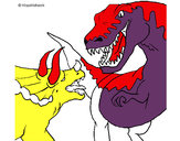 Dibujo Lucha de dinosaurios pintado por peponcho