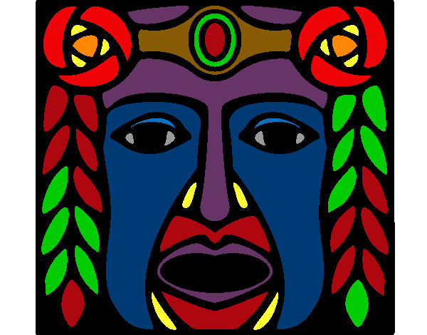 Dibujo Máscara Maya pintado por mope