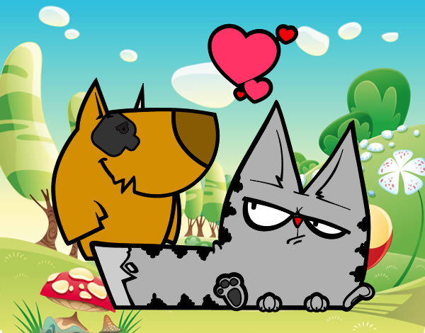 Dibujo Perro y gato enamorados pintado por IVAN12600