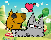 Dibujo Perro y gato enamorados pintado por IVAN12600