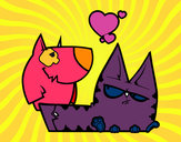 Dibujo Perro y gato enamorados pintado por nanys