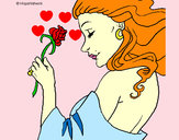 Dibujo Princesa con una rosa pintado por avigail