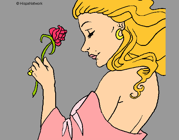 Dibujo Princesa con una rosa pintado por Zorua